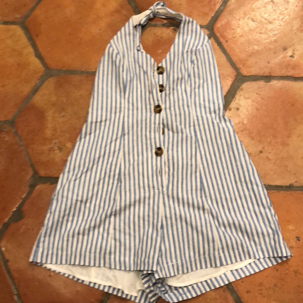 Urban Outfitters light blue/white stripe romper